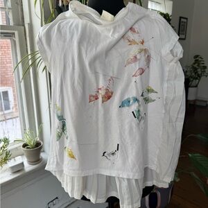 Zara Kids White Tee with Colorful Leaf Print